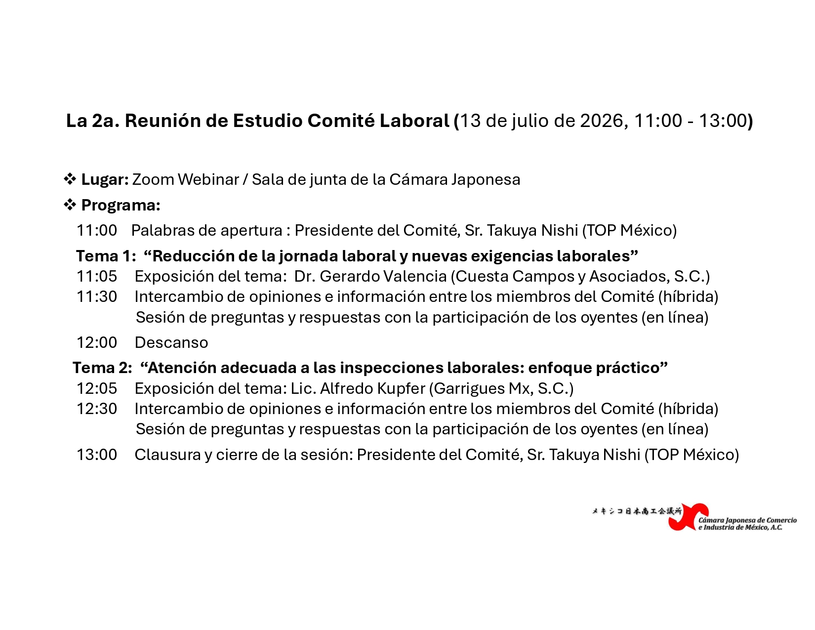 2a. Reunión de Estudio del Comité laboral